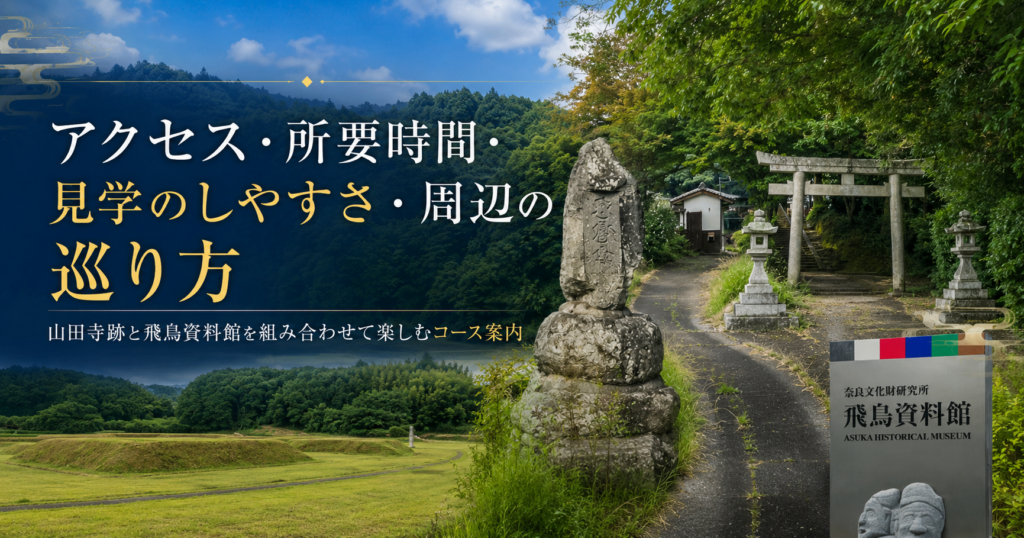 山田寺跡へのアクセスや周辺回遊を確認する現地風景