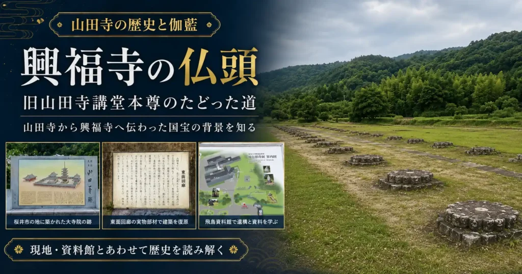 興福寺に伝わる旧山田寺講堂本尊の仏頭を紹介する関連イメージ