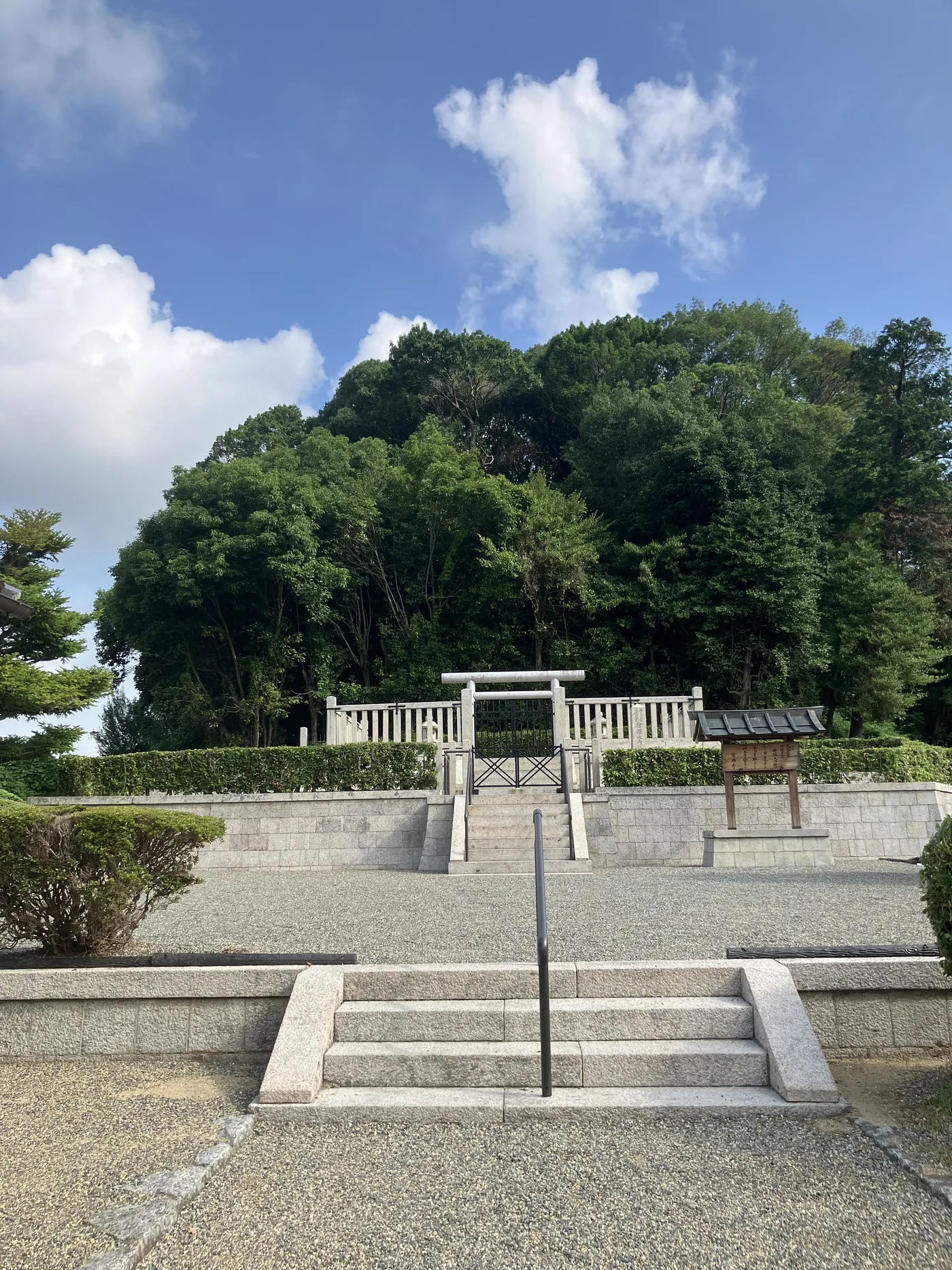 木々に覆われた天武・持統天皇陵古墳の墳丘の高まり