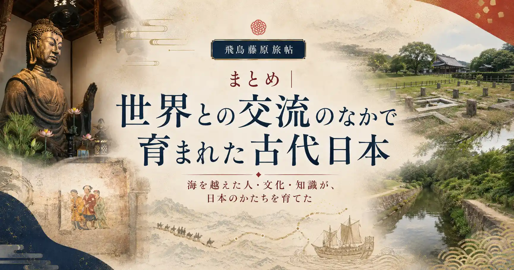 世界との交流のなかで育まれた古代日本をまとめる章タイトル画像