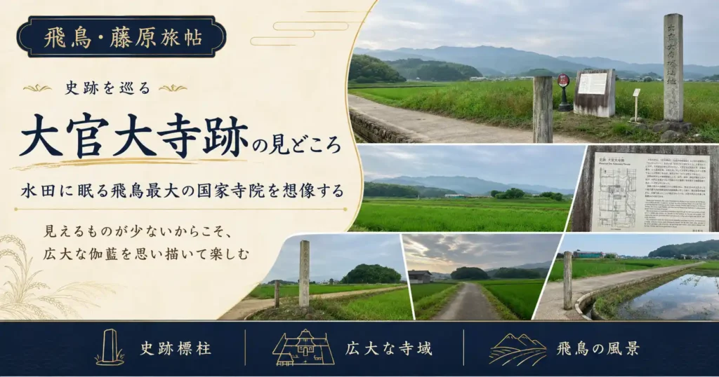 大官大寺跡の見どころを示すアイキャッチ画像