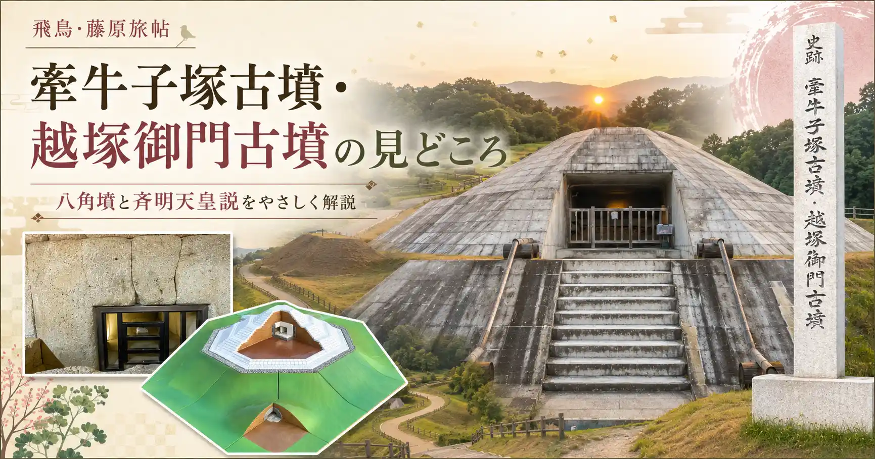 牽牛子塚古墳・越塚御門古墳の見どころ｜八角墳と斉明天皇説を解説