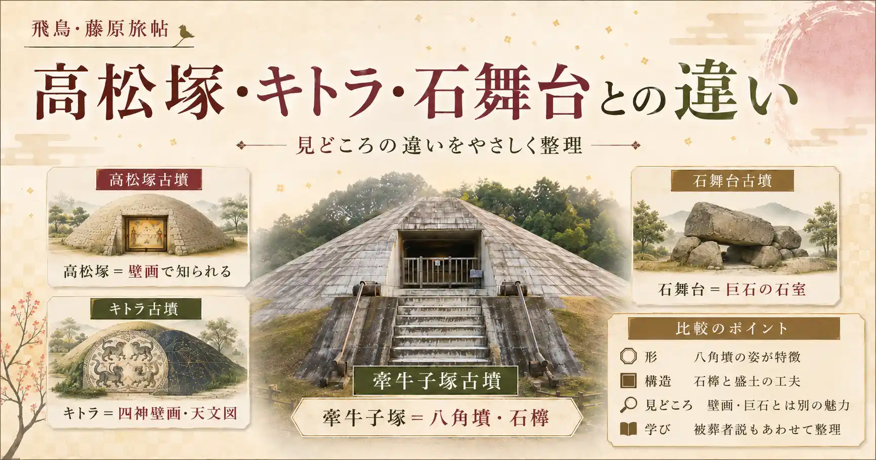 高松塚古墳・キトラ古墳・石舞台古墳との違い
