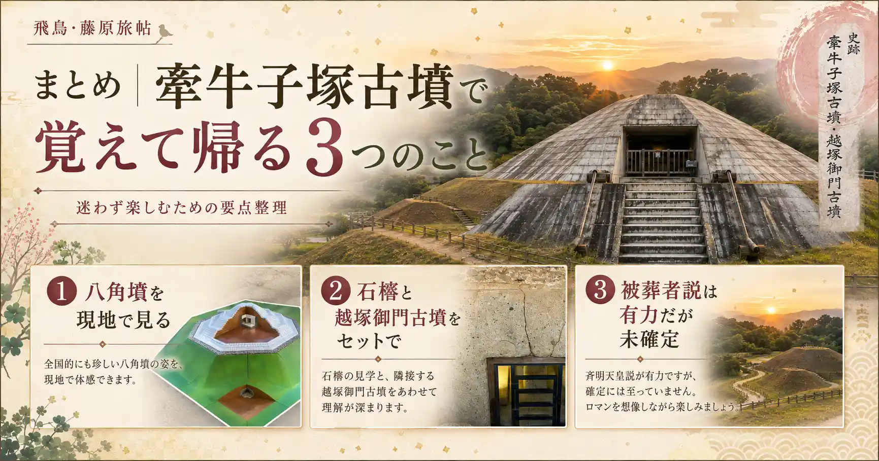 牽牛子塚古墳・越塚御門古墳の見どころのまとめ