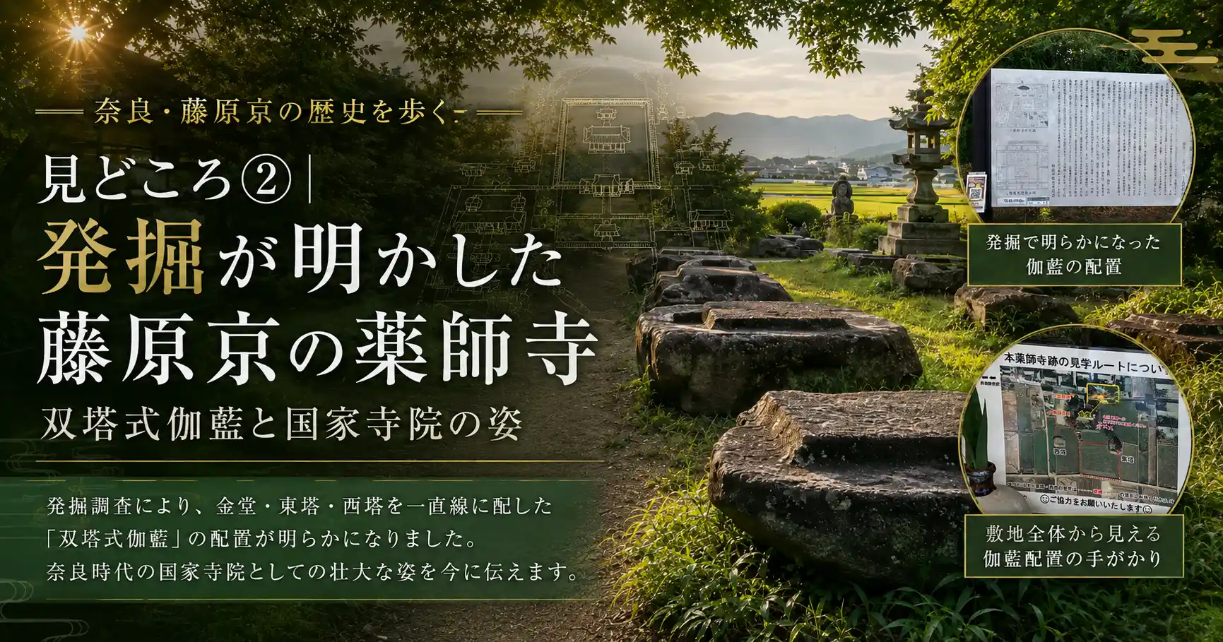 双塔式伽藍と国家寺院の姿を発掘成果からたどる本薬師寺跡