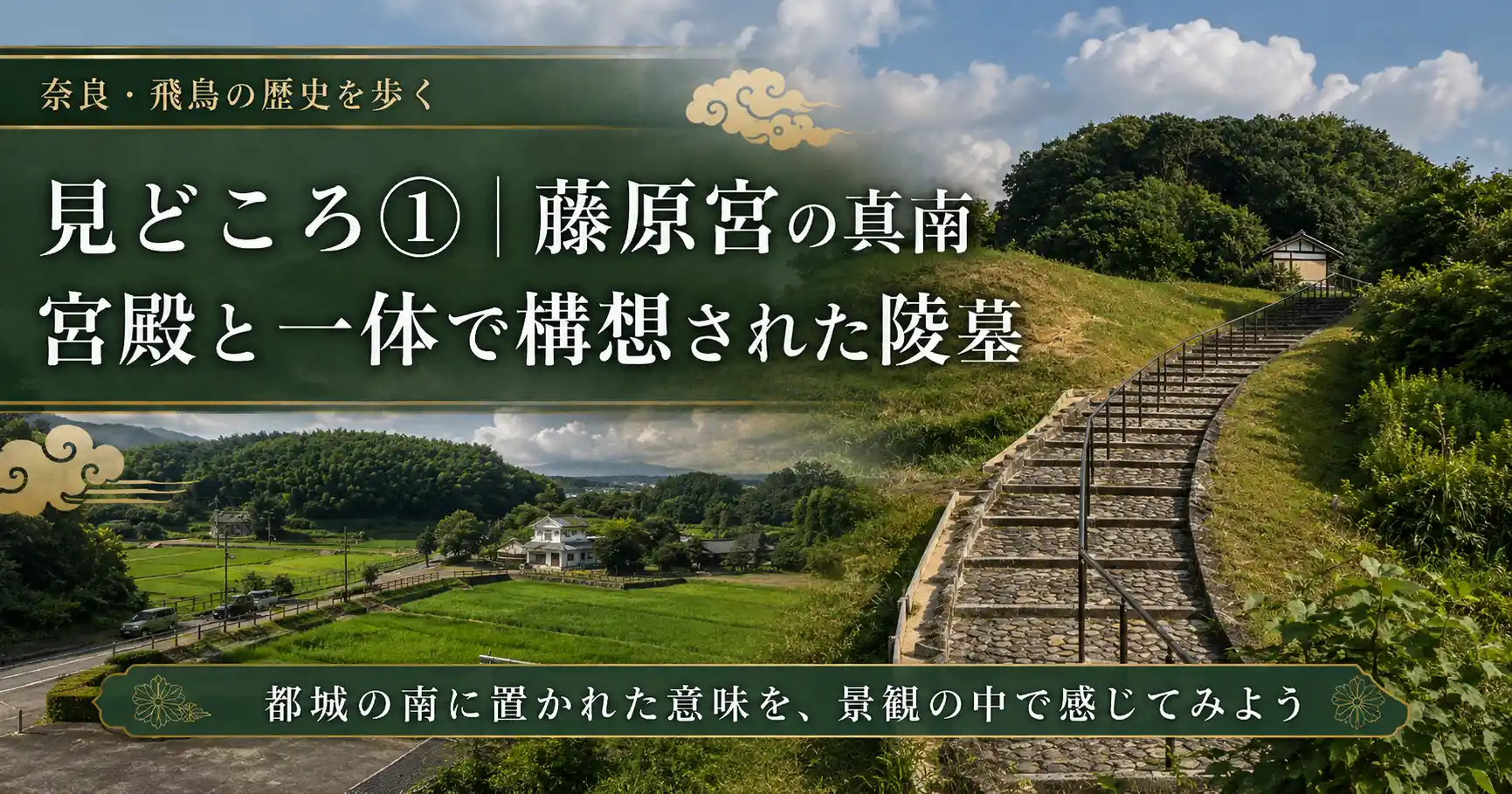 藤原宮の真南に位置する天武・持統天皇陵古墳の見どころ