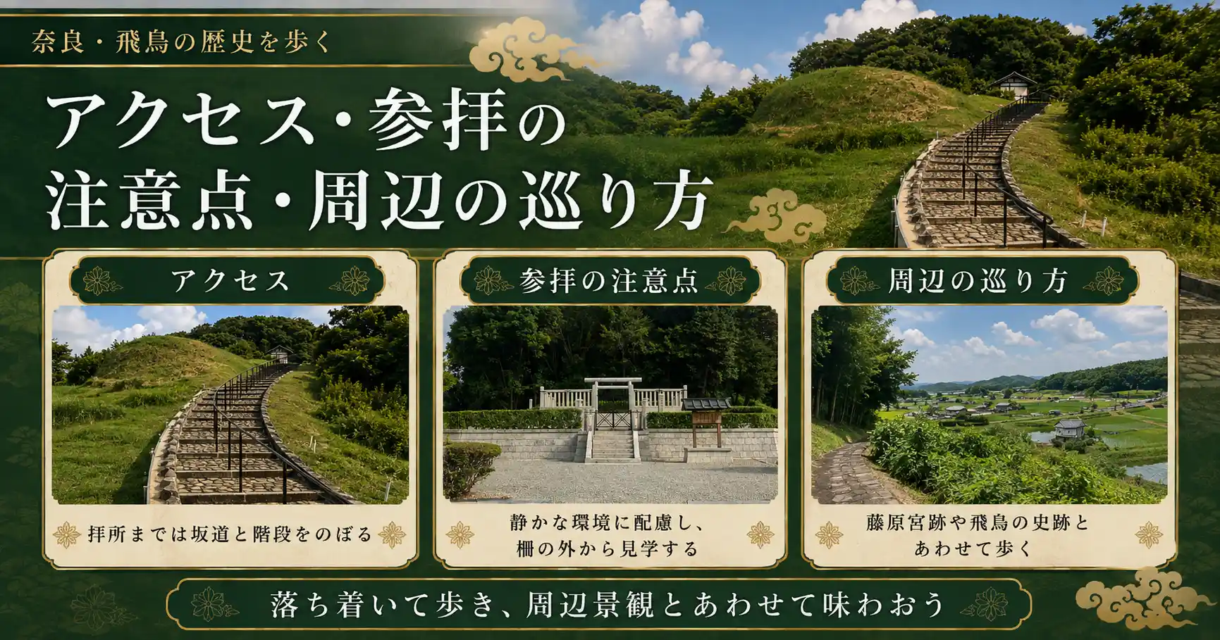 天武・持統天皇陵古墳へのアクセスと参拝の注意点