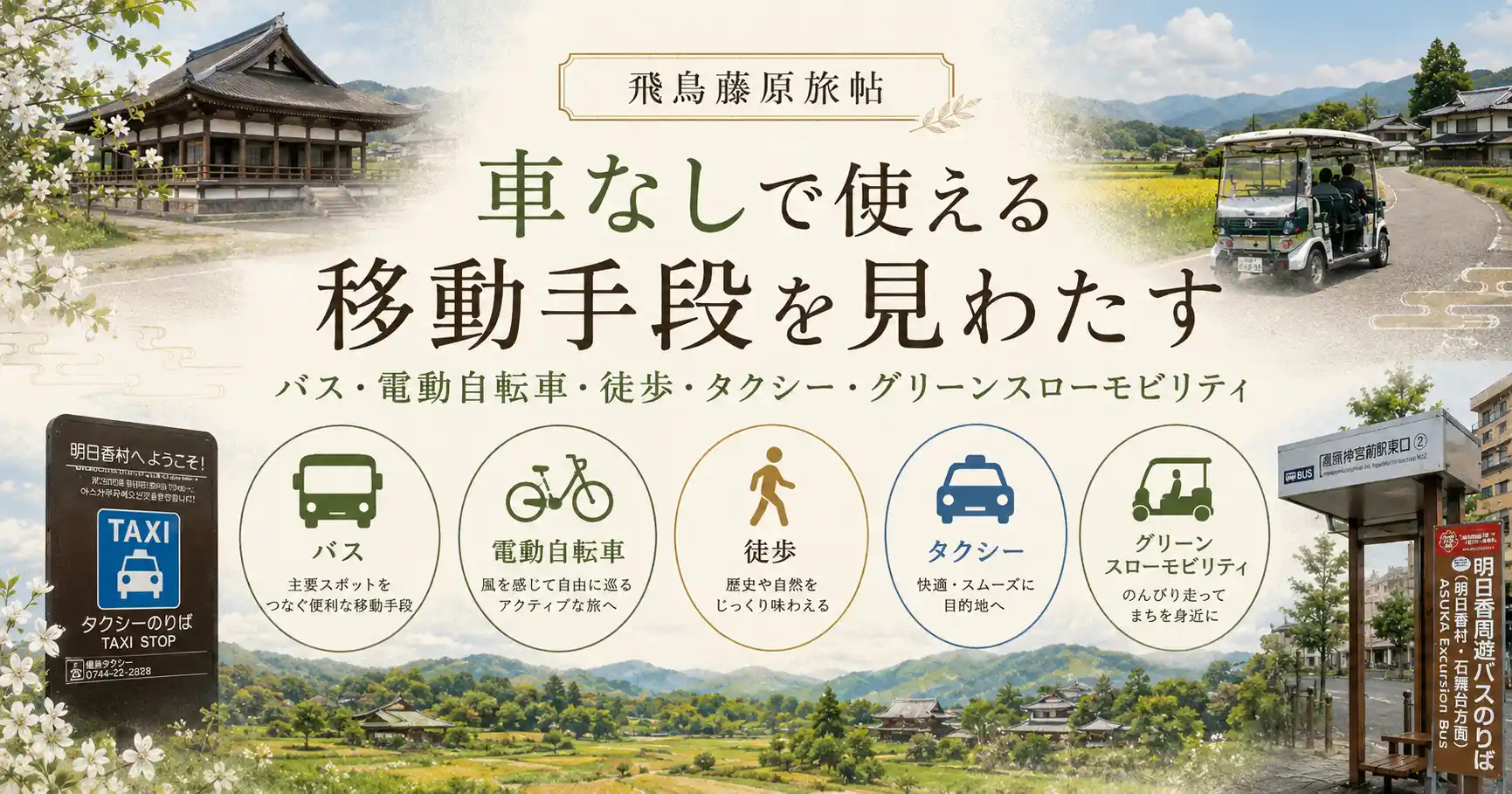車なしで使える移動手段を見わたすタイトル画像