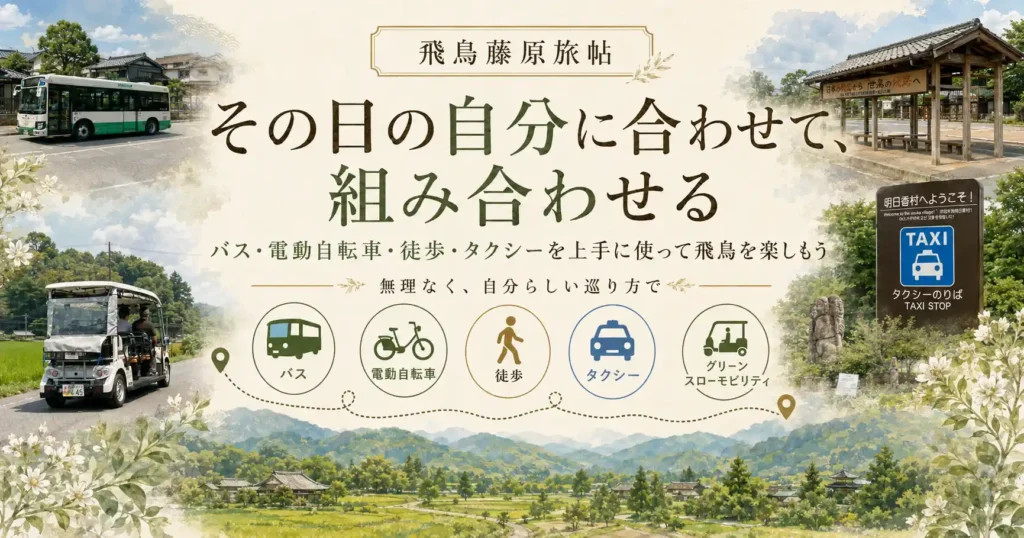 車なしの飛鳥観光で出かける前に決めておきたいことを示すタイトル画像